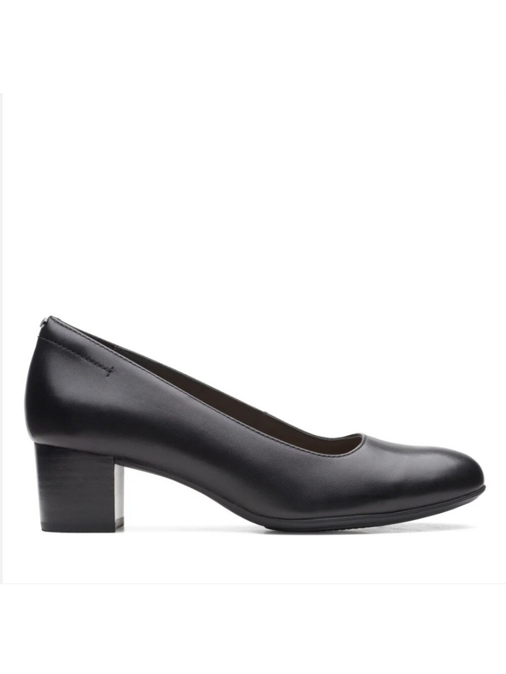 Clarks Linnae Black Leather Block Heel Slip On Pump Heels Size 8.5
